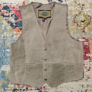 VTG G-III Global Identity Men's XL Leather Snap Up Vest Safari Jurassic Brown